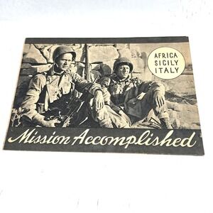 Vtg 1945 WWII US Mission Accomplished Africa Sicily Italy Booklet Ephemera